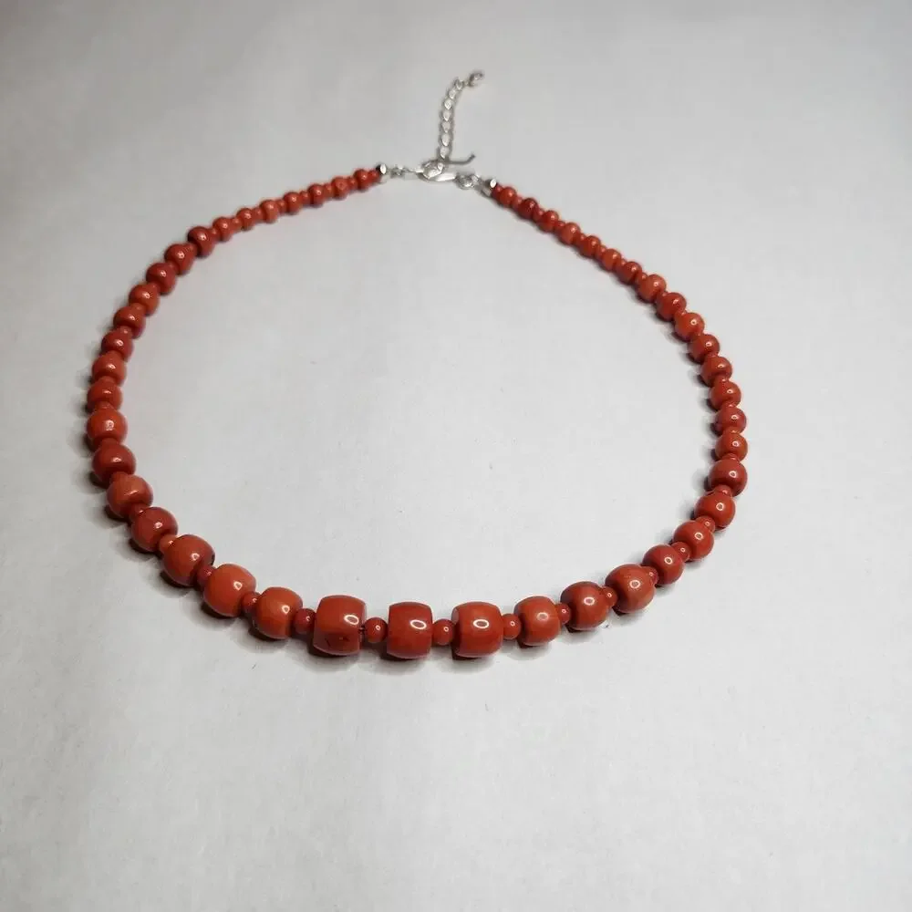 Jay King DTR Large Genuine Coral Statement Choker Necklace‎ sterling Silver 925